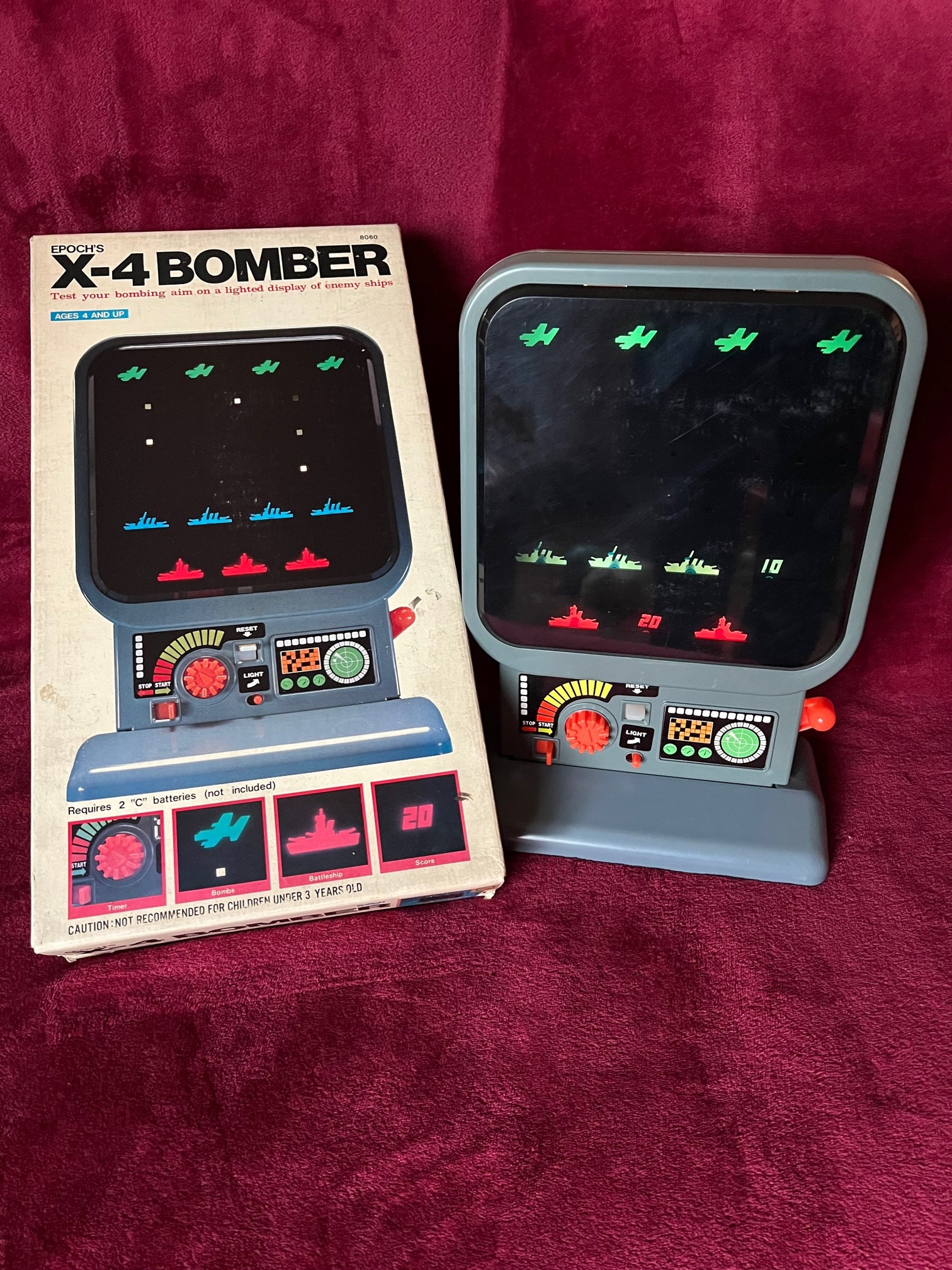 Epoch's X-4 Bomber gioco elettronico da tavolo funzionante 1979 made in Japan raro
