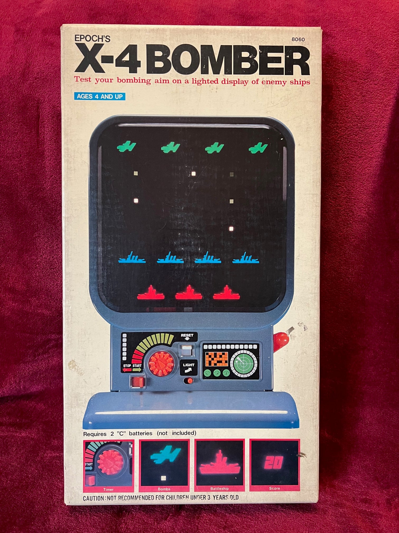 Epoch's X-4 Bomber gioco elettronico da tavolo funzionante 1979 made in Japan raro