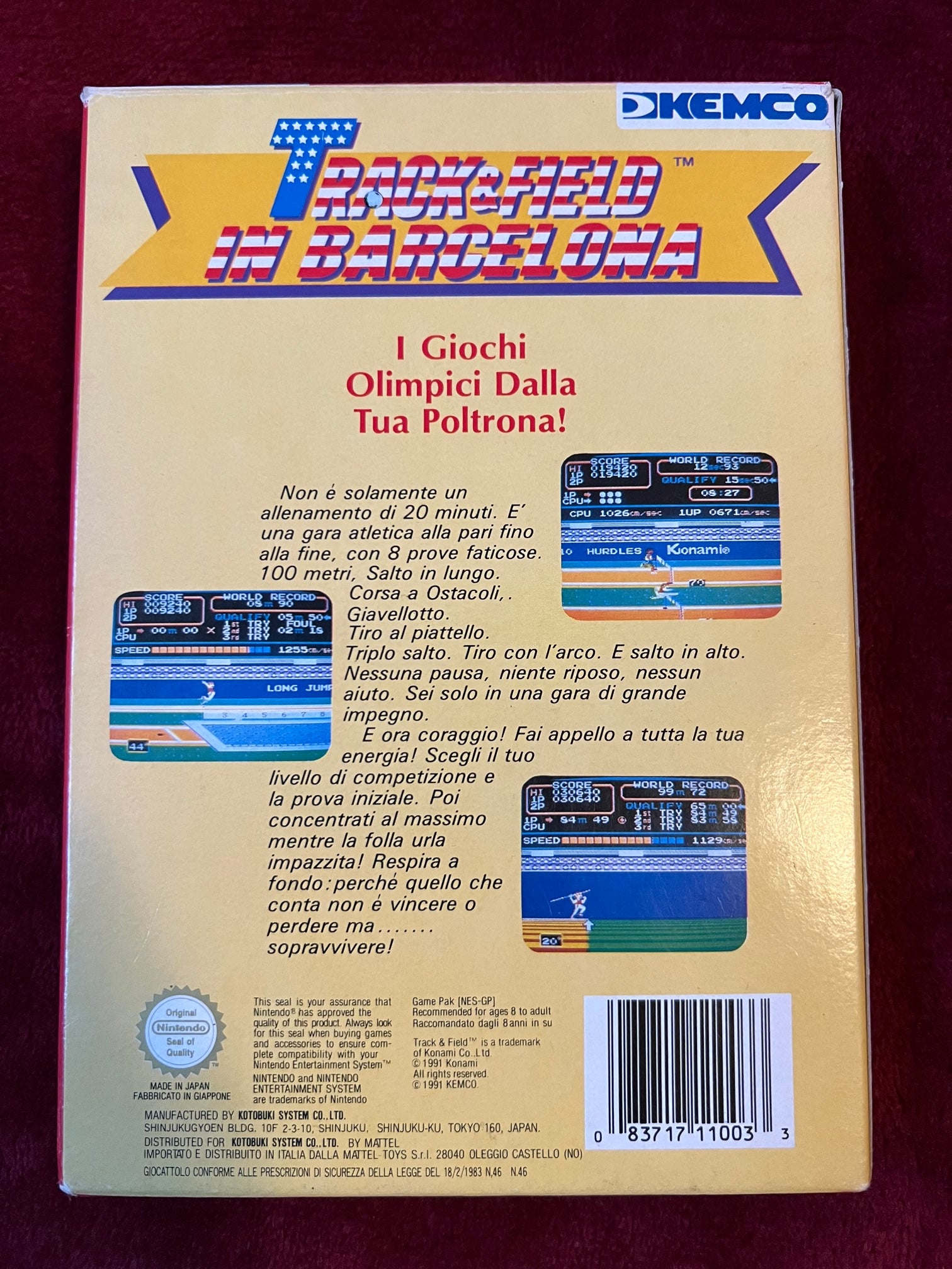 Track & Field In Barcelona Nintendo New Ita 1991 Kemco